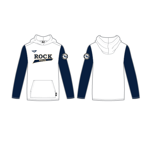 Rock Gold National Mens Sublimated LS Fleece Hoodie - White/Navy