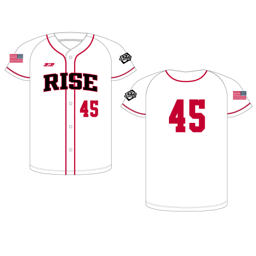 Rise Full Button Jersey - White/Red